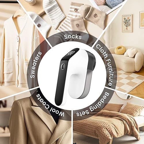 Coovee Double tête Rasoir anti bouloche, 2000mAh batterie bouloche appareil, LED affichage numérique anti peluche vetement, 3 niveaux de puissance dissolvant de peluche électrique rechargeable,4 Lames - Nail Gallerys