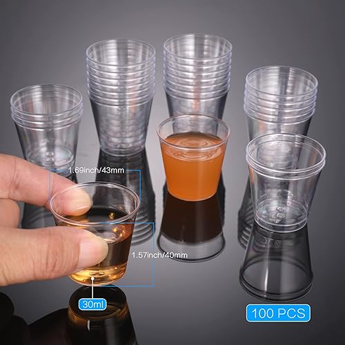 Hejo 100 Pièces Verres à Shot Réutilisables en Plastique, 30 ml Gobelets en Plastique Transparent pour les Fêtes, le Camping, les Banquets - Nail Gallerys