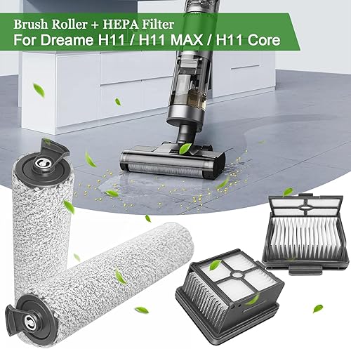 DianSung Brosse à rouleau + filtre accessoires pour Dreame H12 Pro Ultra / H13 Pro aspirateur sec et humide pièces de rechange, 2 rouleaux de brosse + 2 filtres - Nail Gallerys