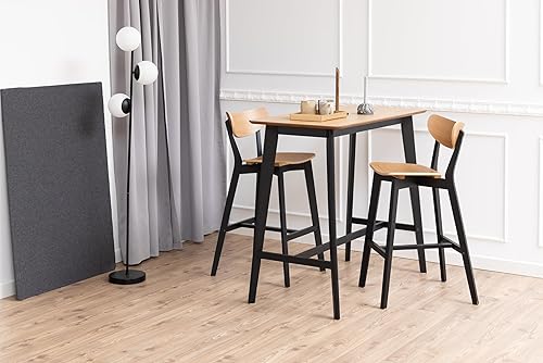 AC Design Furniture Roxanne Table de Bar avec Plateau en placage chêne et Pieds en Bois Noir, Table Haute contrastée de Style rétro Moderne, Meuble de Bar, Meuble de Cuisine, l 120 x H 105 x P 60 cm - Nail Gallerys