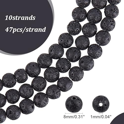PandaHall Lot de 600 perles de lave rondes naturelles de 6 mm pour la fabrication de bijoux, perles d'énergie et de chakra - Nail Gallerys