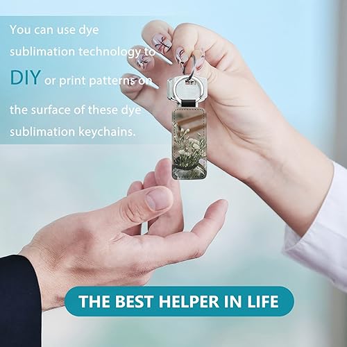 Exogio 10 Pcs Porte-Clés en Cuir Rectangle Blanc MDF Porte-Clés Sublimation Transfert de Chaleur Kit, Porte-Clés Personnaliser de Symbole Photo, pour Saint Valentin, Noël, Cadeaux d'anniversaire - Nail Gallerys