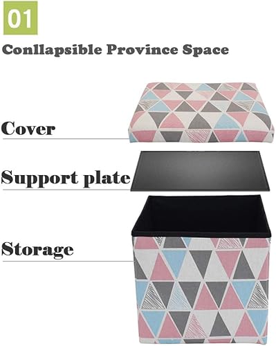 FANSU Tabouret Banc Pouf Pliable Coffre Boîte en Cube Lin, Animal Impression Siège de Rangement Pliable Gagner de l'espace Diverses Couleurs au Choix (30x30x30cm,Chat) - Nail Gallerys