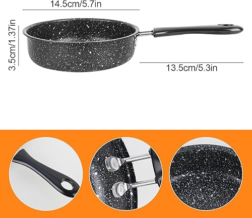 XCDMJ Poêle à Frire Antiadhésive 14 cm,Poele Induction Avec Revêtement En Granit Suisse, Poêle À Frire Antiadhésive Avec Poignée Résistante À La Chaleur,pour le camping, la cuisson à induction - Nail Gallerys