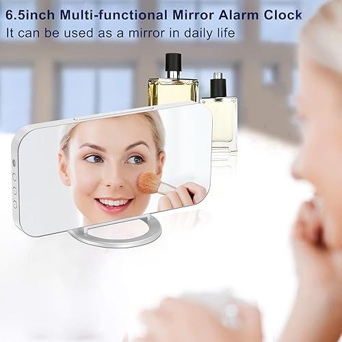 Réveil Numérique, Miroir Réveil Grand écran à Del de 6,5 Po avec Mode de Variation de la Luminosité, Luminosité Réglable, 2 Ports de Charge USB, Gros Bouton Snooze pour à Home Decor Blanc - Nail Gallerys