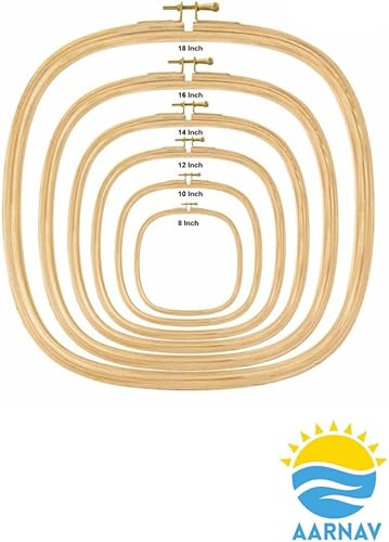 AARNAV Cerceau de broderie carré en bois | Cerceau à broder | Cadres à anneaux | Créoles à broder de forme carrée | Tailles 20,3 cm à 45,7 cm – Sélectionnez votre taille (2,5 x 35,6 cm) - Nail Gallerys