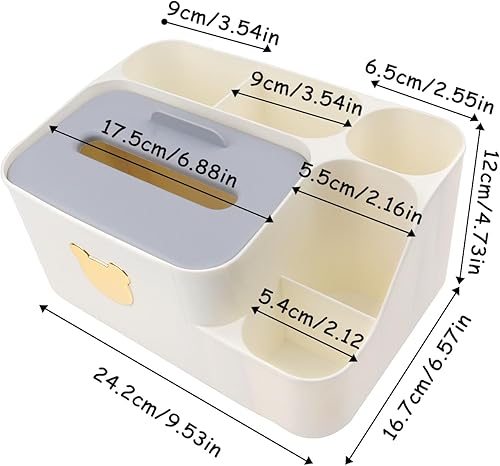 Boite A Mouchoir, Boite Mouchoirs Decorative, Porte Telecommande TV, Boîte À Mouchoirs À Cinq Compartiments, Gestionnaire De Boîte À Mouchoirs, Boîte À Mouchoirs Blanche - Nail Gallerys