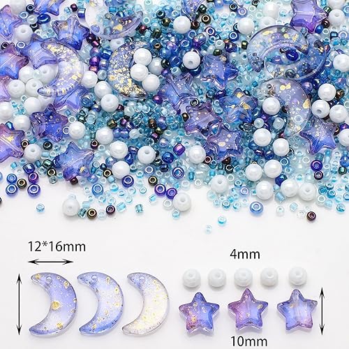 Nurila Lot de perles pour bracelets, perles en forme d'étoile, en forme de lune, pour bracelets adultes, kit de fabrication de bijoux, perles de verre à enfiler pour faire soi-même des bijoux - Nail Gallerys