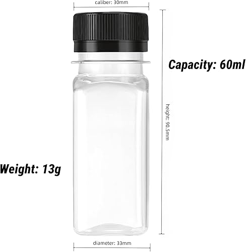 12 Mini-Bouteille Plastique, Bouteilles jus Plastique, Bouteilles Réutilisables, Bouteille Jus Fruits, PET Transparent de qualité Alimentaire, Avec Bouchon Hermétique, pour eau, Café Glacé, Smoothies - Nail Gallerys