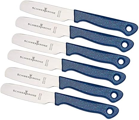 Schwertkrone Set de 4 Couteaux Cuisine en Acier Inoxydable, Manche Bleu Pailleté: Élégance et Performance - Nail Gallerys