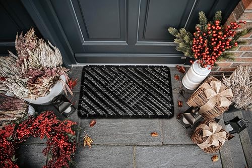 Hanse Home Grid Brushes Paillasson Coco et Caoutchouc 45 x 75 cm – Paillasson antidérapant pour l'intérieur et l'extérieur avec brosses en Coco – Résistant aux intempéries – Naturel - Nail Gallerys