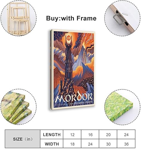 AMATWI Mordor Poster du film Hobbit du Seigneur des Anneaux vintage sur toile Décoration murale pour salon, chambre à coucher, style sans cadre, 40 x 60 cm - Nail Gallerys