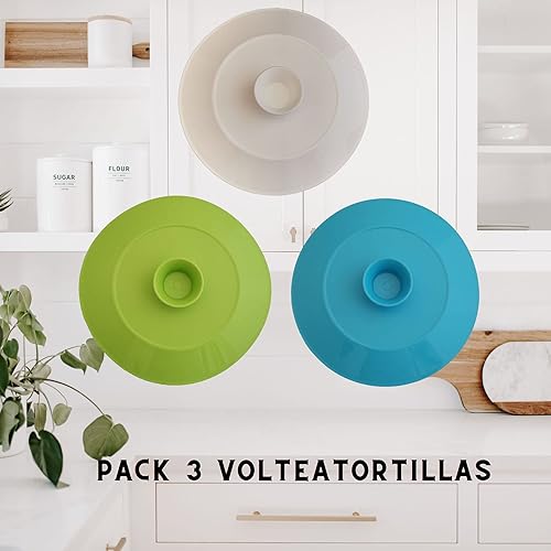 Tortilla de pommes de terre Lot de 3 | Couvercles pour retourner dans des casseroles égales ou inférieures à 28 cm | Couvercle tour tortillas pour tourner facilement, glisser et en toute sécurité - Nail Gallerys