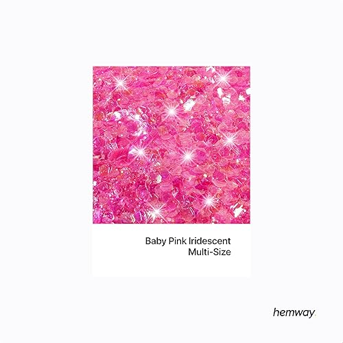 Hemway Baby Pink Iridescent 5 Taille Paillettes Mélanger 120g/4.2oz Chunky Métallique Résine Artisanat Multi-Taille Paillettes Shaker pour Époxy, Cheveu Face Corps Œil Art d'Ongle Festival, Faire - Nail Gallerys