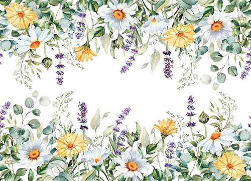 Wildflowers Bordure de papier de riz 29,21 x 40,64 cm – 3 feuilles imprimées de papier de mûrier avec images 36 g/m², fibres visibles pour découpage, meubles, rénovation, travaux manuels - Nail Gallerys