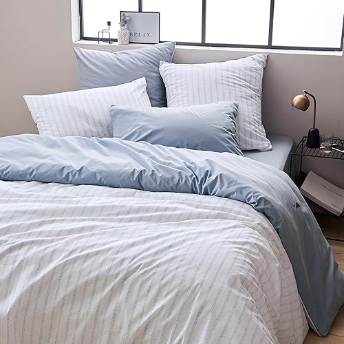 Linnea Housse de Couette 300x240 cm Percale 100% Coton Gaby Bleu Baltique - Nail Gallerys