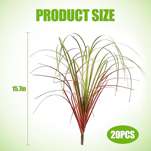 Hshenjhu 20 Pièces Herbes Artificielles Deco, 40 cm UV Résistant Herbes Artificielles, Faux Plantes Artificielles Réaliste, pour intérieur et extérieur, Maison, Bureau, Mariage, Jardin, Balcon, Vert - Nail Gallerys