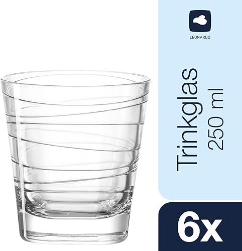 Leonardo Vario Struttura 019449 Lot de 6 verres à eau lavables au lave-vaisselle Motif rayures 250 ml - Nail Gallerys