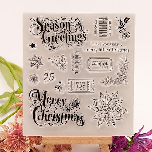 Tampon Noël, Tampons Clear Scrapbooking Clear Stamp Noël Joyeux Noël Tampon Silicone Tampon Hiver Clear Tampon Set pour DIY Scrapbooking, Carterie, Photo Album Décoration - Nail Gallerys