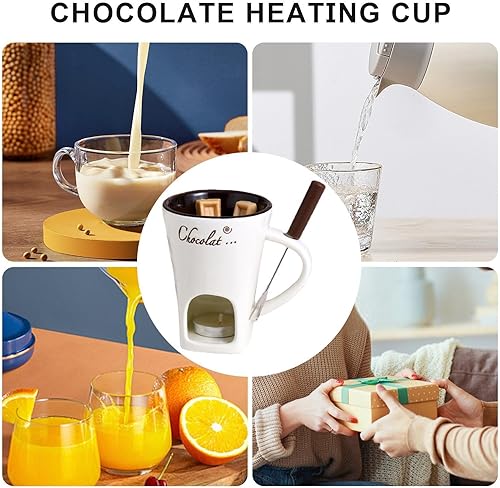 Ensemble de tasses à fondue au chocolat, 130 ml, tasse thermique multifonction en céramique, chauffe-beurre en céramique, convient pour les amateurs de fromage, de chocolat, de caramel, de dents - Nail Gallerys