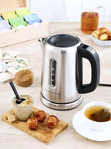 riviera&bar - Bouilloire à Température Réglable BBT350 SIENA - Inox Brossé - Compacte, Socle Pivotant à 360°, Protection Anti Surchauffe - 1L, 20x21,5x14,5 cm - Nail Gallerys