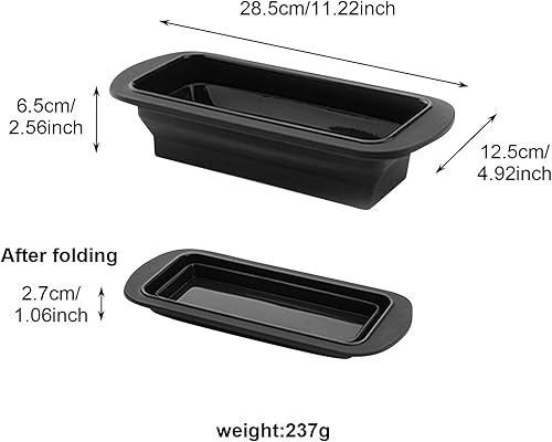 Moule a Cake，Moule Gateau Silicone Moule à pain pliable en silicone Moule à toast en silicone antiadhésif pour la fabrication de gâteaux, la cuisson de pain de banane, 27.8 * 12.4 * 6.5Cm (Noir) - Nail Gallerys