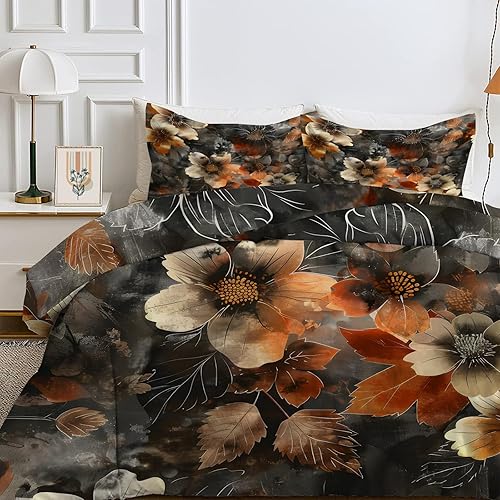 FamHarbor Couette 260x240 cm Été, Couette Legere Motif Floral Rétro, Couette Imprimée Plantes avec 2 Taies d'oreiller pour Lit 2 Personnes, Romantique Edredon Couette sans Houss Lavable, Ed11 - Nail Gallerys