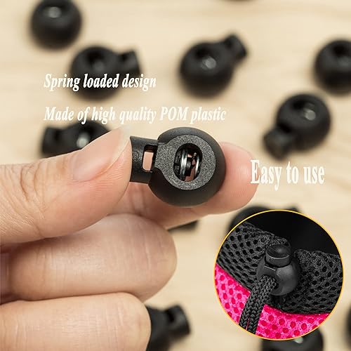 TXSN Lot de 30 bloqueurs de cordon en plastique pour cordon de serrage, paracorde, sacs, lacets, vêtements et plus encore, trou unique en forme de boule, En forme de boule - Nail Gallerys