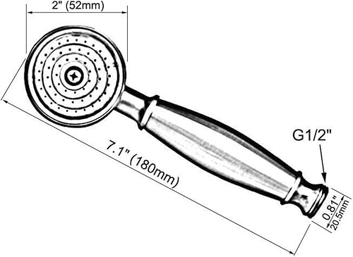 Pommeau de douche à main finition dorée avec poignée en céramique blanche 17,8 cm en laiton Connecteur G12 - Nail Gallerys