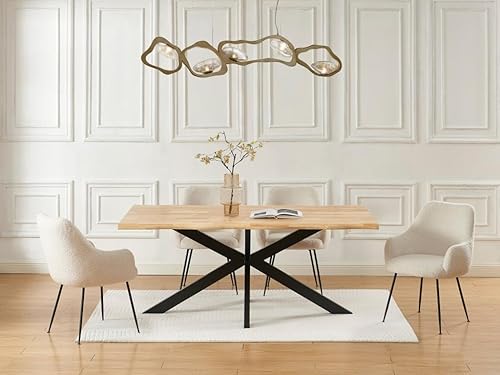 Vente-unique - Table à Manger 6 Personnes en Bois d'hévéa et métal Noir - Naturel Clair - COMULIA - Nail Gallerys