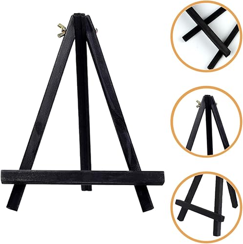 NUOBESTY 4 Pièces Mini Chevalet Comprimé Chevalets De Table Simple Chevalet Pour Enfants Support De Moniteur Bureau D'art Enfant Chevalets Pour Peindre Des Adultes Petit Black En Bois - Nail Gallerys