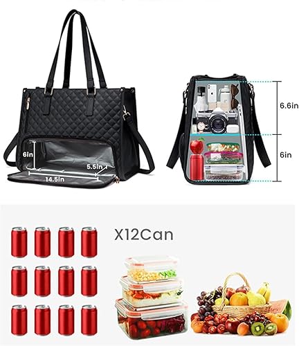 Vgpbphj Sac fourre-tout 2 en 1, sac à déjeuner 3 en 1 pour femme, sac fourre-tout étanche de 39 cm avec compartiment isotherme, grande capacité, avec sac à main (couleur Shacha) - Nail Gallerys