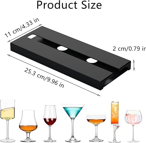 Support à Verre à Vin Suspendu, 2 Pièces Support à Verre à Vin, Support Verre à Vin Sous Meuble, Porte-Verres Suspendu, Peut Contenir 5-6 Verres à Vin, Sans Trou, Pour Cuisine, Bar, Pub (Noir) - Nail Gallerys