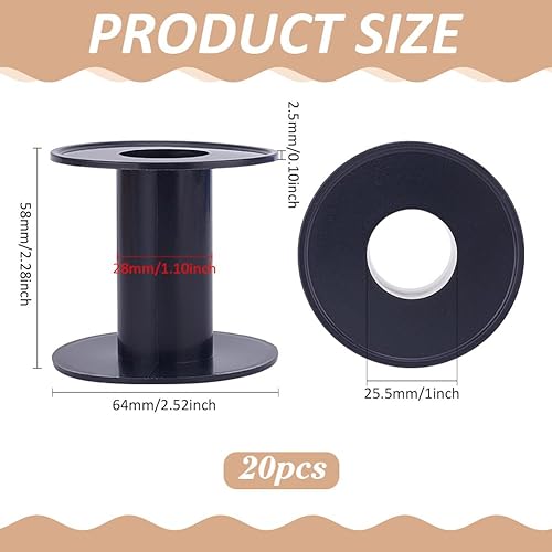 PH PandaHall Bobine de Fil en Plastique Vide Noire 20pcs Bobine de Fil à Coudre Vide Organisateur de Coudre Support de Fil à Tisser pour Cordon à Broder Cordon Artisanat Couture Vêtement - Nail Gallerys