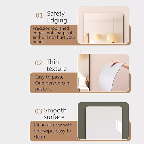 DEOPXF Miroir Adhesif Matériau Acrylique Pas Facile À Casser Image Claire Miroir Mural Adapté À L'entrée À La Chambre À La Salle De Bain Au Vestiaire(Right Angles,50x180cm) - Nail Gallerys