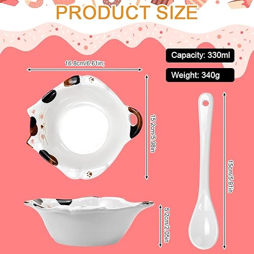 GZCZCC Bol à Céréales Céramique Bols Petit Déjeuner Bol Petit Dejeuner Mignon Bols à Dessert Bol En Céramique Bol Mignon Chat Avec Un Scoop Pour Salade Riz Ramen - Nail Gallerys