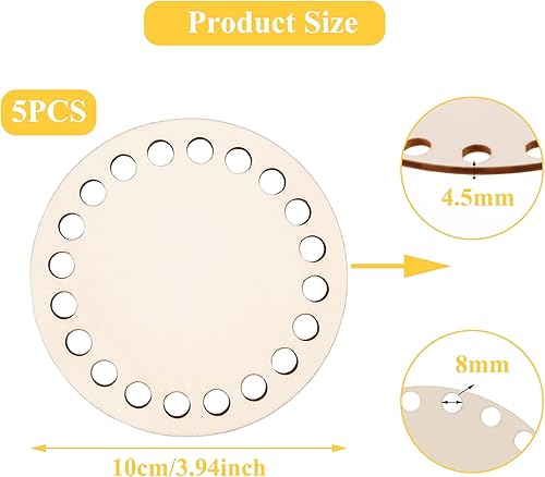 CiciIng Lot de 6 fonds de panier en bois pour crochet, 15 cm/20 cm, fond rond en crochet, fond en bois pour crochet, panier en bois naturel pour bricolage, bricolage - Nail Gallerys