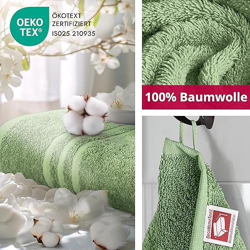 DecoHomeTextil - Lot de 2 serviettes de toilette vert sauge en 100 % coton - De qualité supérieure - Douces et absorbantes - Nail Gallerys