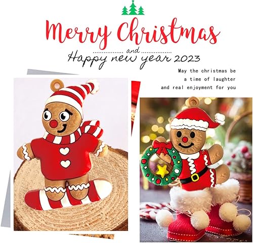Lot de 8 décorations de Noël en forme de pain d'épices, figurines en argile avec ficelles à suspendre pour sapin de Noël, fête, fête, cadeau d'anniversaire - Nail Gallerys