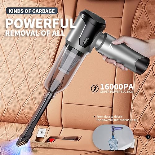 COCCKO Aspirateur Voiture sans Fil Puissant, Aspirateur à Main Mini Portable 15000PA, 6000mAh Rechargeable, avec Filtre HEPA, pour Voiture, Maison et Bureau, Compact, Léger - Nail Gallerys