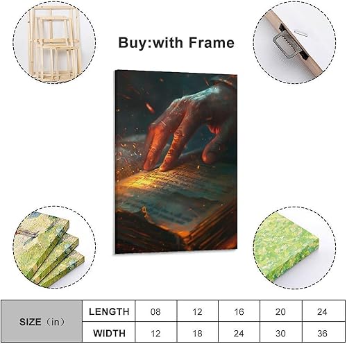 QXYUIN Impression sur toile représentant la main avec des flammes touchant la Bible - Décoration murale pour chambre - 20 x 30 cm - Style sans cadre - Nail Gallerys