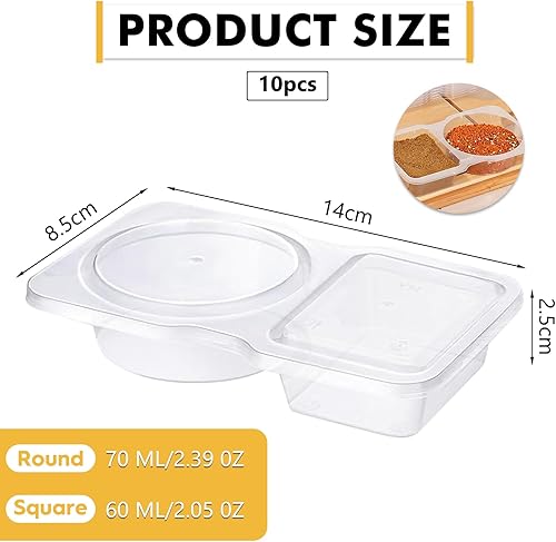 10 Pcs Conteneurs à Collation Réutilisable, Récipient à Condiment à Double Compartiment, Boîte à Sauce à Double Compartiment, Contenant à Double Compartiment, Pour Maison et Voyage (10) - Nail Gallerys