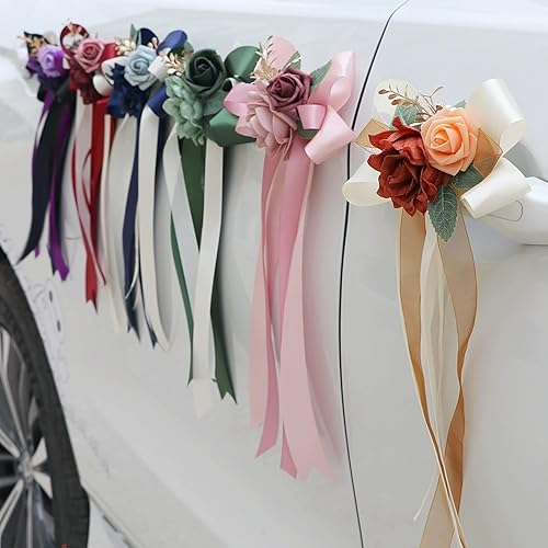Waltonalice Lot de 8 nœuds pour voiture de mariage, rétroviseur, antenne, simulation fleur, décoration faite à la main, pour chaise, décoration de mariage, orange - Nail Gallerys