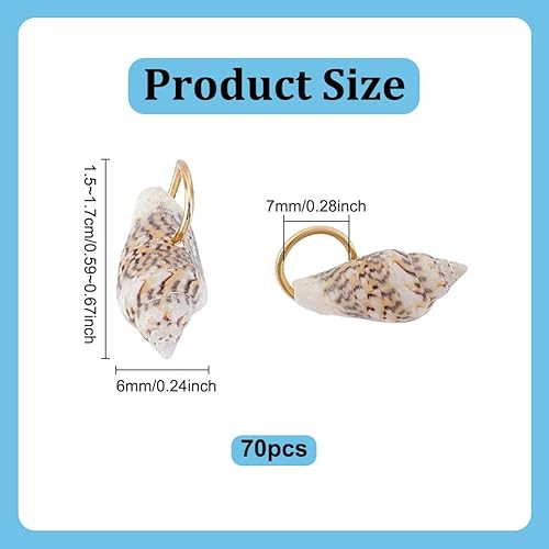 nbeads 70 Pcs Pendentif en Coquillage Naturel, Breloques en Coquillages de Conque Pendentifs en Coquillages D'Été avec 304 anneau en Acier Inoxydable Petits Coquillages pour la Fabrication de Bijoux - Nail Gallerys