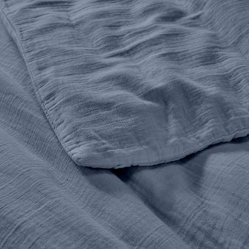 Duquennoy & Lepers 1867 Linge de lit Double Gaze de Coton Parure de Lit 2 Personnes 240x220 cm - Housse de Couette 240x220 cm et 2 Taies d’Oreiller 63x63 cm en Double Gaze de Coton Uni Kaki - Nail Gallerys