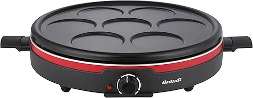 Brandt CR1350 - Crêpière - Jusqu'à 6 personnes - Thermostat réglable - Plaque amovible - Accessoires : 1 Spatule, 1 râteau, 1 louche doseuse - Noir - Nail Gallerys