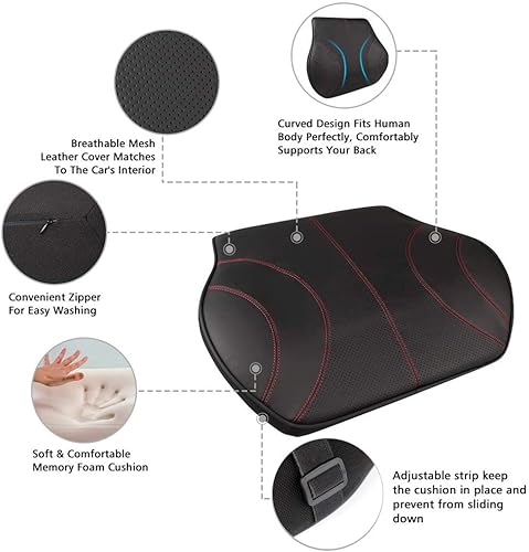 KOYOSO Coussin Lombaire Voiture Support Dorsal Cuir Coussin Dos pour Bureau Chaise Siège de Voiture - Noir - Nail Gallerys