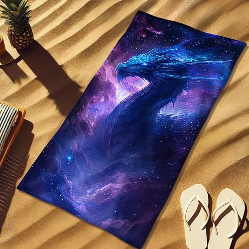 Serviette de plage en microfibre motif dragon galactique à séchage rapide, absorbante, anti-sable, légère, parfaite pour les vacances, la piscine, la salle de sport, l'extérieur, 177,8 x 88,9 cm - Nail Gallerys