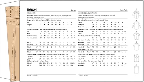 Butterick Palmer/Pletsch B6924B5 Chemises pour femme - Nail Gallerys