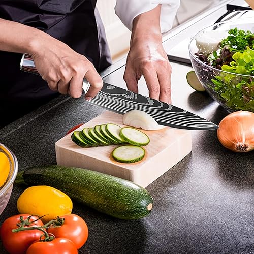 Gustrug Couteau Cuisine 5 Pièces Set Couteau Cuisine avec Poignée Confortable, Fabriqué en Acier Inoxydable au Carbone de Haute Qualité,Idéal pour la Cuisine à Domicile et Restaurant - Nail Gallerys